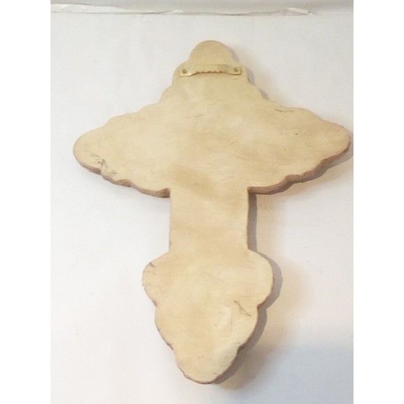 DISTRESSED METAL ON CERAMIC ART CROSS CHRISTIAN CATHOLIC WALL DECOR 12T-1 - Picture 2 of 2
